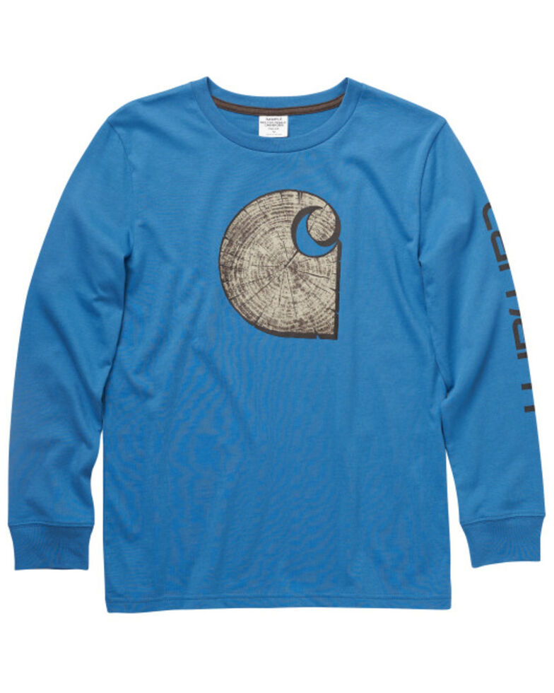 Carhartt Boys' Graphic Logo Long Sleeve T-Shirt, Blue, hi-res