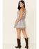 Image #4 - Wild Moss Women's Stripe Print Halter Mini Dress, Blue, hi-res