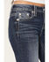 Image #4 - Miss Me Women's Dark Wash Mid Rise Faux Flap Pocket 32" Bootcut Stretch Denim Jeans, Dark Wash, hi-res