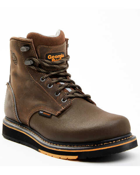 Image #1 - Georgia Boot Men's AMP Light Wedge WP 6" Lace-Up Work Boots - Round Toe , Brown, hi-res