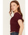 Image #3 - Shyanne Women's Puff Sleeve Smocked Bodice Top, Maroon, hi-res