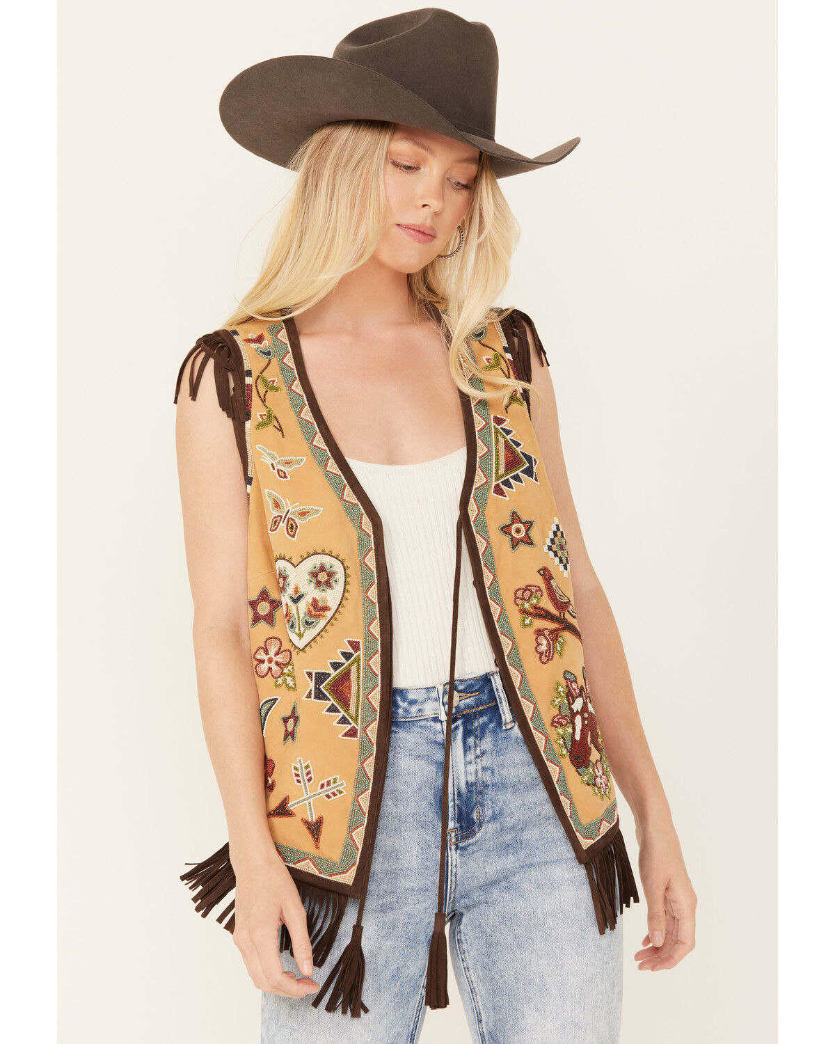 Image #1 - Double D Ranch Women's Natural American Brand Courage Vest, Natural, hi-res