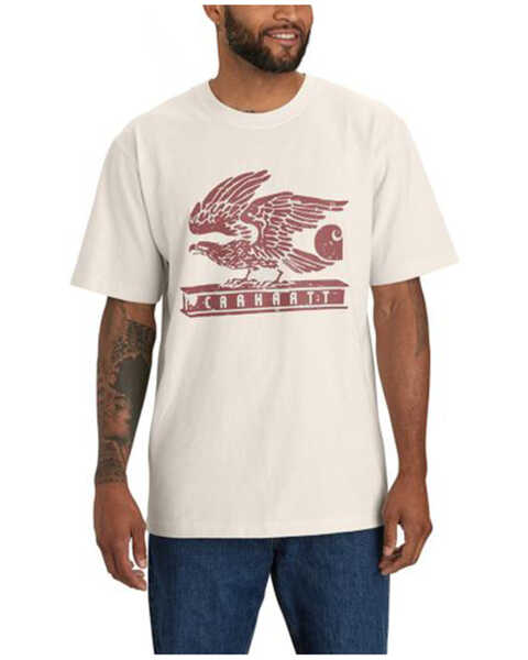 Carhartt Men's Loose Fit Heavyweight Eagle Short Sleeve Graphic T-Shirt - Big, Oatmeal, hi-res