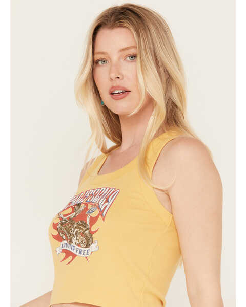 Image #2 - Youth in Revolt Women's California Motorcycle Cropped Tank, Yellow, hi-res