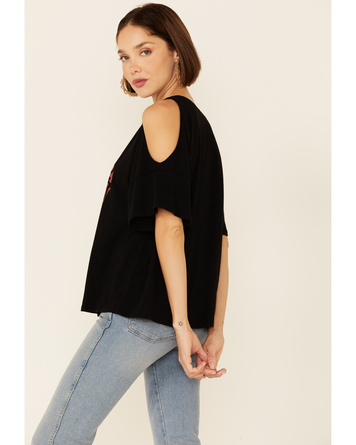 Image #4 - White Crow Women's I'll Drink To That Graphic Short Sleeve Cold Shoulder Top, Black, hi-res