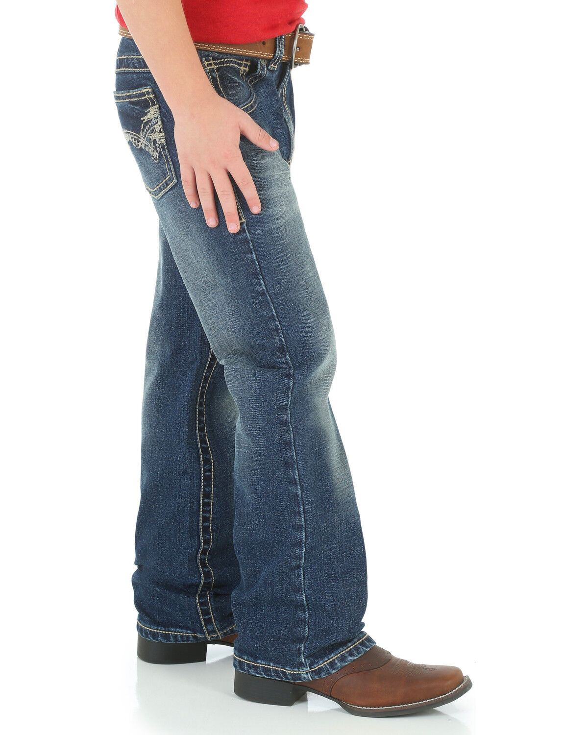 Image #2 - Wrangler 20X Boys' No. 42 Vintage Bootcut Jeans, Blue, hi-res