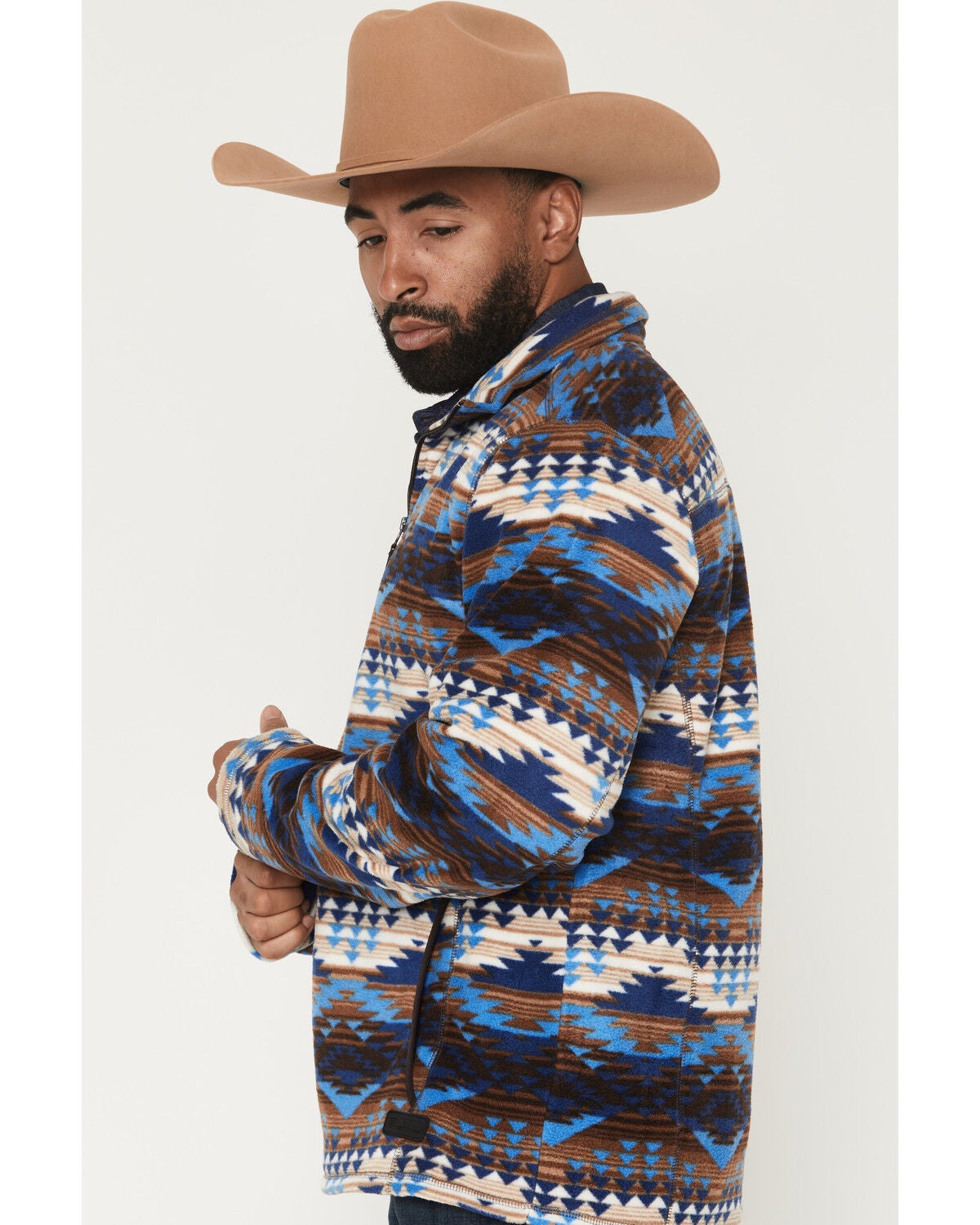 Image #2 - Rock & Roll Denim Men's Boot Barn Exclusive Southwestern Print 1/4 Zip Pullover, Blue, hi-res