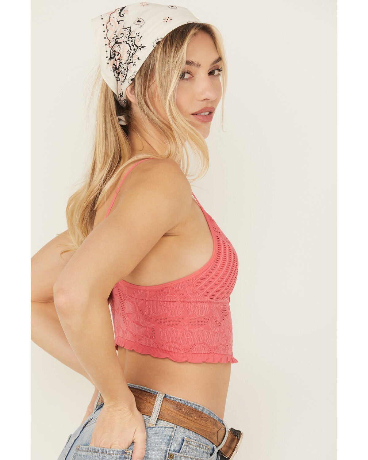 Image #2 - Fornia Women's Seamless Floral Jacquard Tank Top, Pink, hi-res