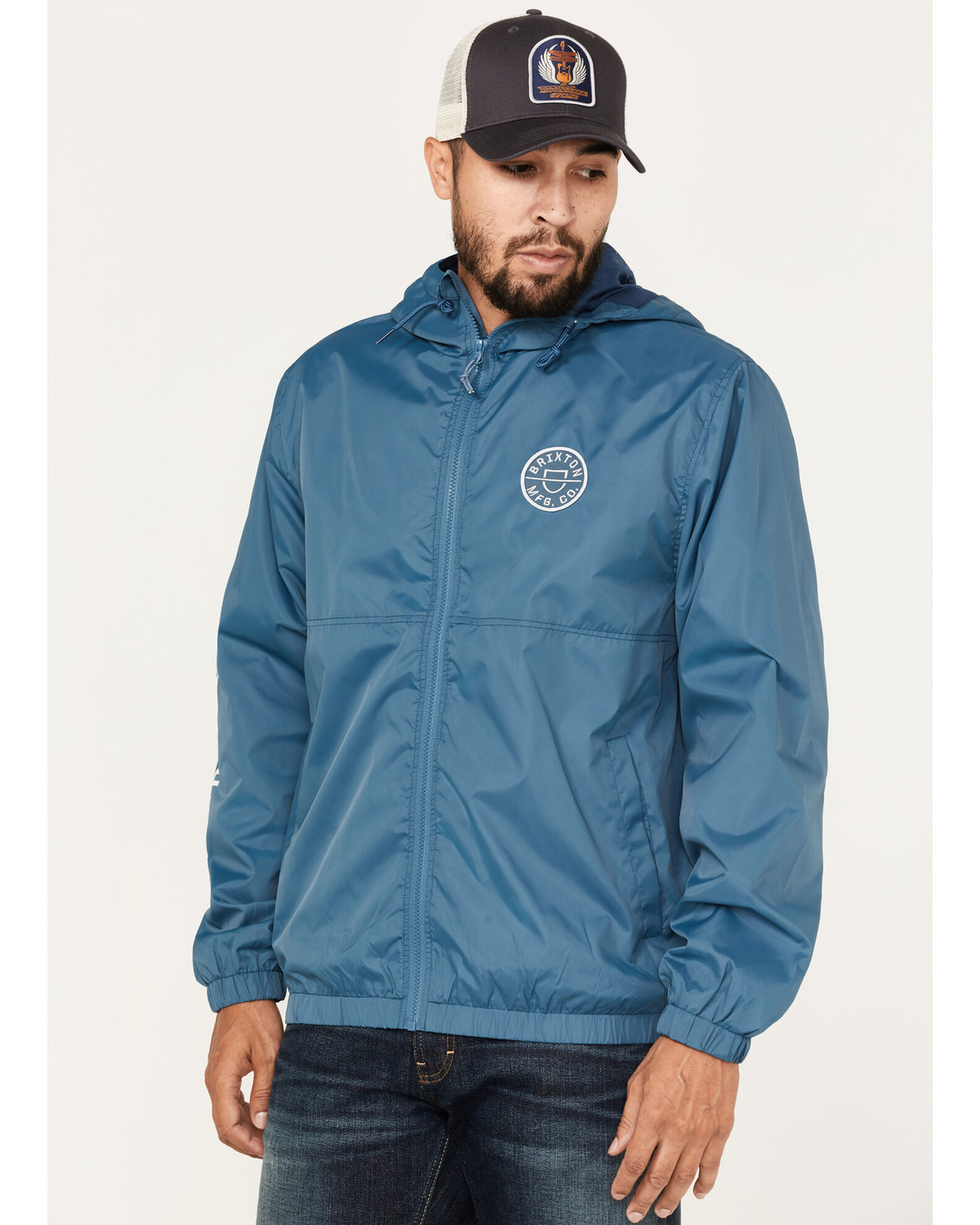 Brixton Men s Claxton Crest Logo Graphic Hooded Zip Jacket Sheplers