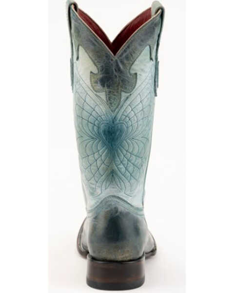 Image #4 - Ferrini Women's Glacier Butterfly Heart Shaft Western Boots - Square Toe, Teal, hi-res
