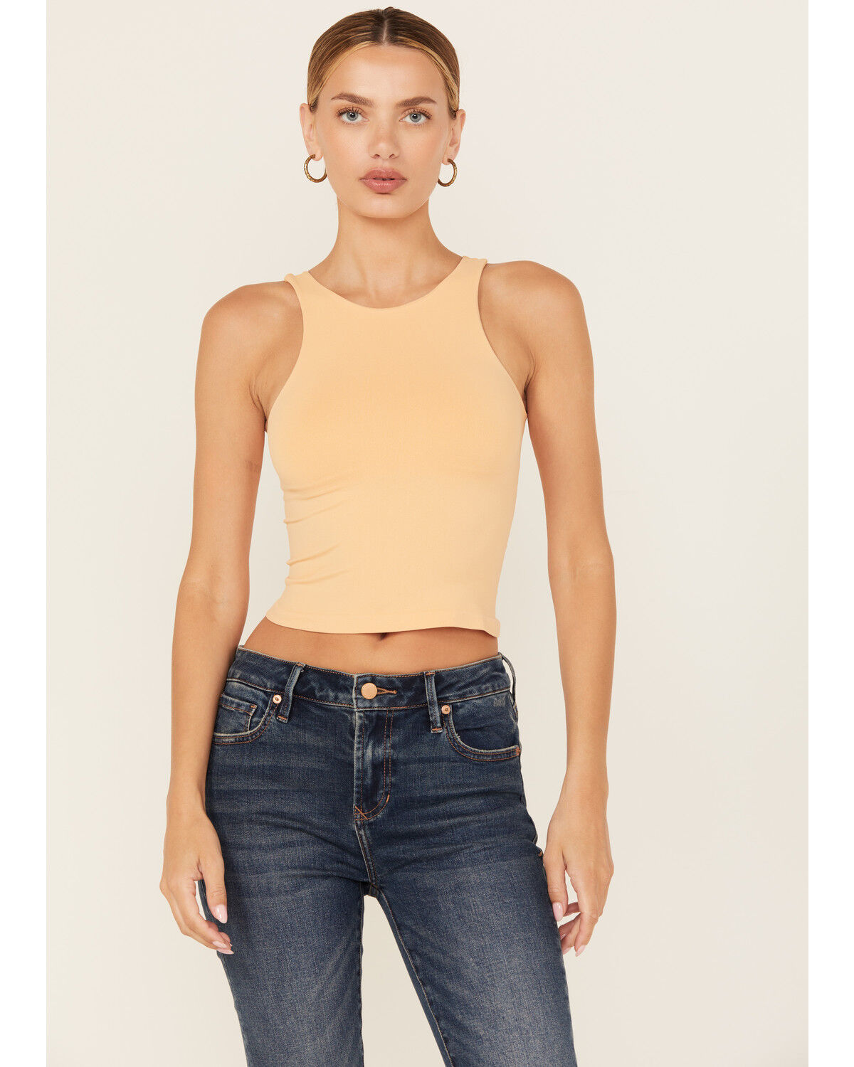 Image #1 - Free People Women's Clean Lines Sleeveless Cami, Orange, hi-res