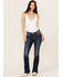 Image #3 - Miss Me Women's Dark Wash Mid Rise Bootcut Stretch Denim Jeans, Dark Wash, hi-res