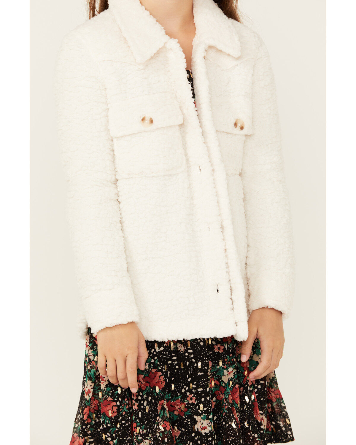 Image #3 - Shyanne Girls' Velma Sherpa Shacket, Cream, hi-res