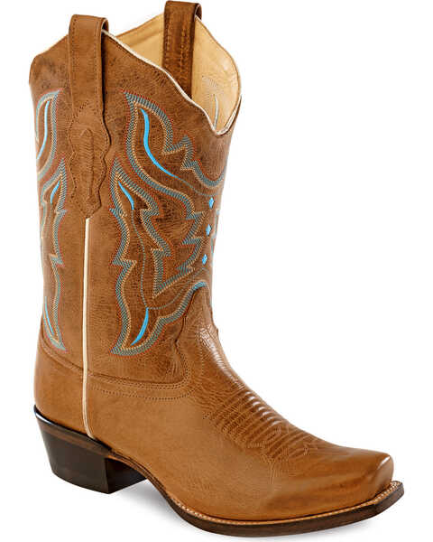 Image #1 - Old West Women's Embroidered Western Fashion Boots - Square Toe, Light Brown, hi-res