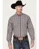 Image #1 - Cinch Men's Plaid Print Long Sleeve Button-Down Western Shirt, Purple, hi-res