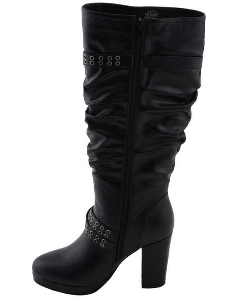 Image #4 - Milwaukee Leather Women's Slouch Platform Boots - Round Toe, Black, hi-res