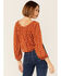 Image #3 - Wild Moss Women's Floral Off The Shoulder Tie-Front Top, Rust Copper, hi-res