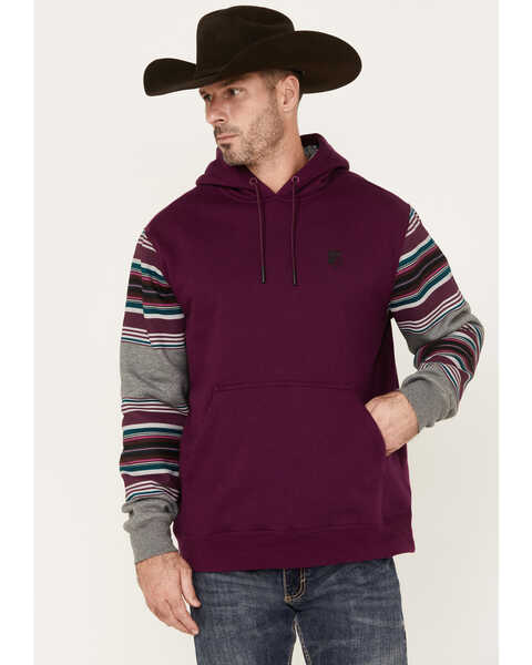 Image #2 - RANK 45® Renegade Striped Sleeve Hooded Sweatshirt, Purple, hi-res