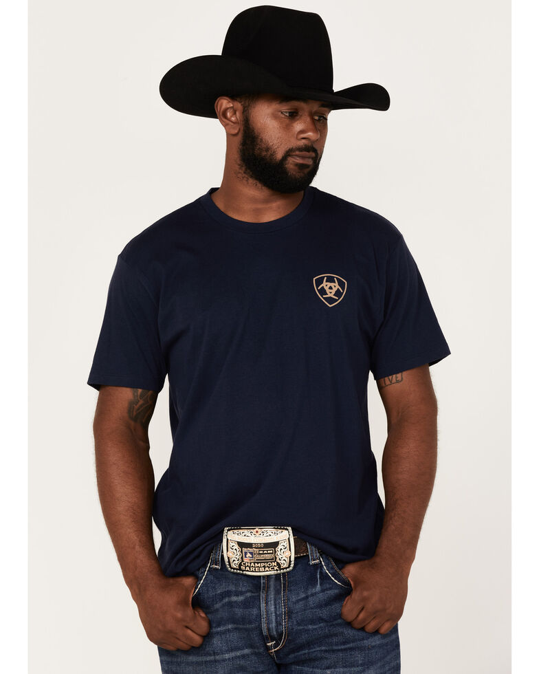 Ariat Men's Monument Sunset Logo Graphic Short Sleeve T-Shirt , Navy, hi-res