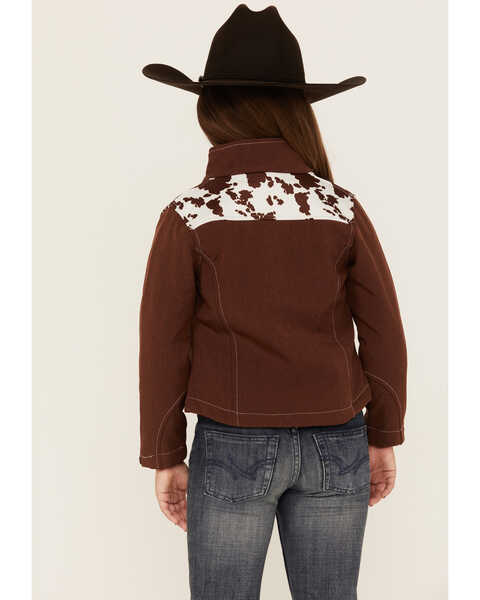 Image #4 - Cowgirl Hardware Girls' Cow Print Yoke Poly Shell Jacket , Off White, hi-res