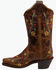Image #3 - Old West Girls' Floral Western Boots - Snip Toe, Tan, hi-res