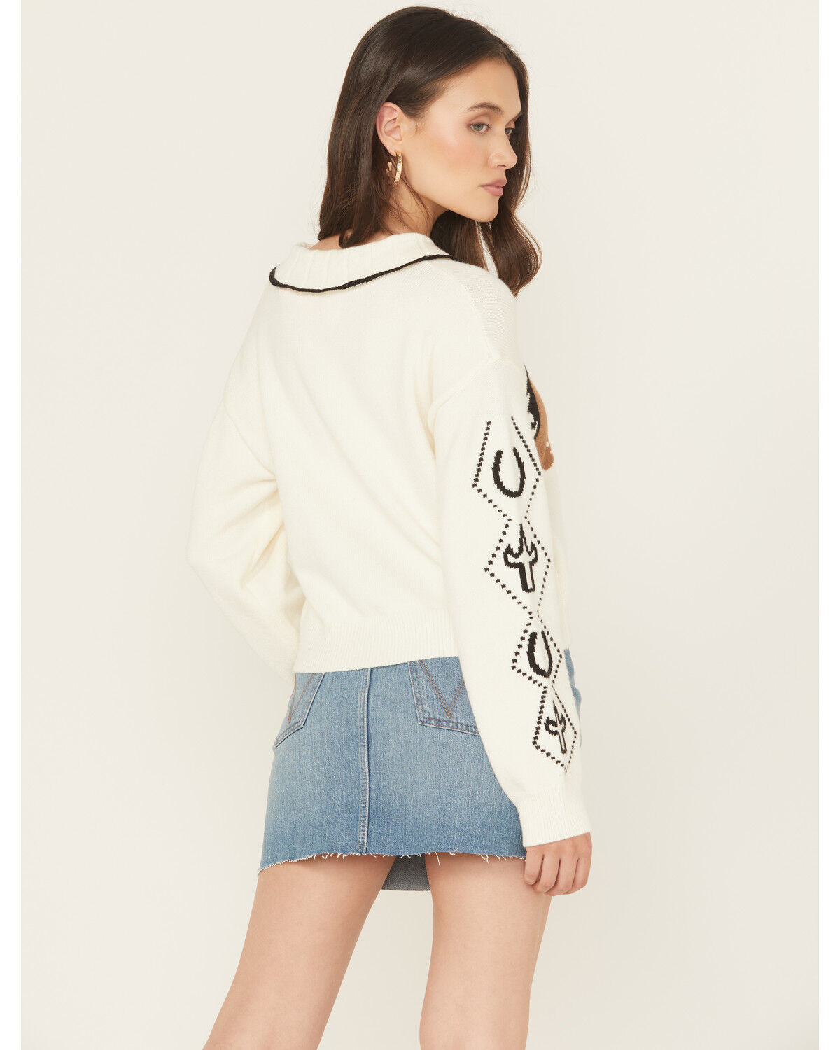 Image #4 - Blue B Women's Horse Button-Down Cardigan, Cream, hi-res