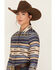 Image #2 - Stetson Women's Serape Stripe Long Sleeve Pearl Snap Western Shirt, Blue, hi-res