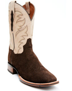 Dan Post Men's Hippo Print Western Boots - Wide Square Toe, Chocolate, hi-res