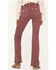 Image #2 - Miss Me Women's X-Shaped Flap Pocket High Rise Flare Jeans, Pink, hi-res