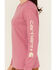 Image #3 - Carhartt Women's Loose Fit Heavyweight Long Sleeve Logo Graphic Work T-Shirt, Dark Pink, hi-res