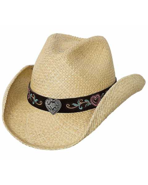 Bullhide Women's Crazy For You Panama Western Straw Hat, Natural, hi-res