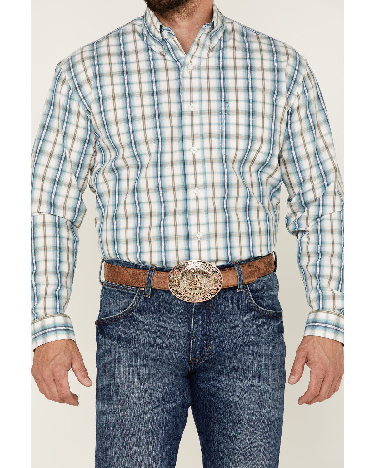 Image #3 - Stetson Men's Vintage Plaid Long Sleeve Button-Down Western Shirt, Blue, hi-res