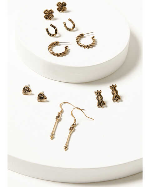 Image #1 - Shyanne Women's Summer Moon Antique Gold Earring Set - 6 Piece , Gold, hi-res