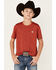 Image #1 - Ariat Boys' Charger Vertical Flag Graphic Short Sleeve T-Shirt , Red, hi-res