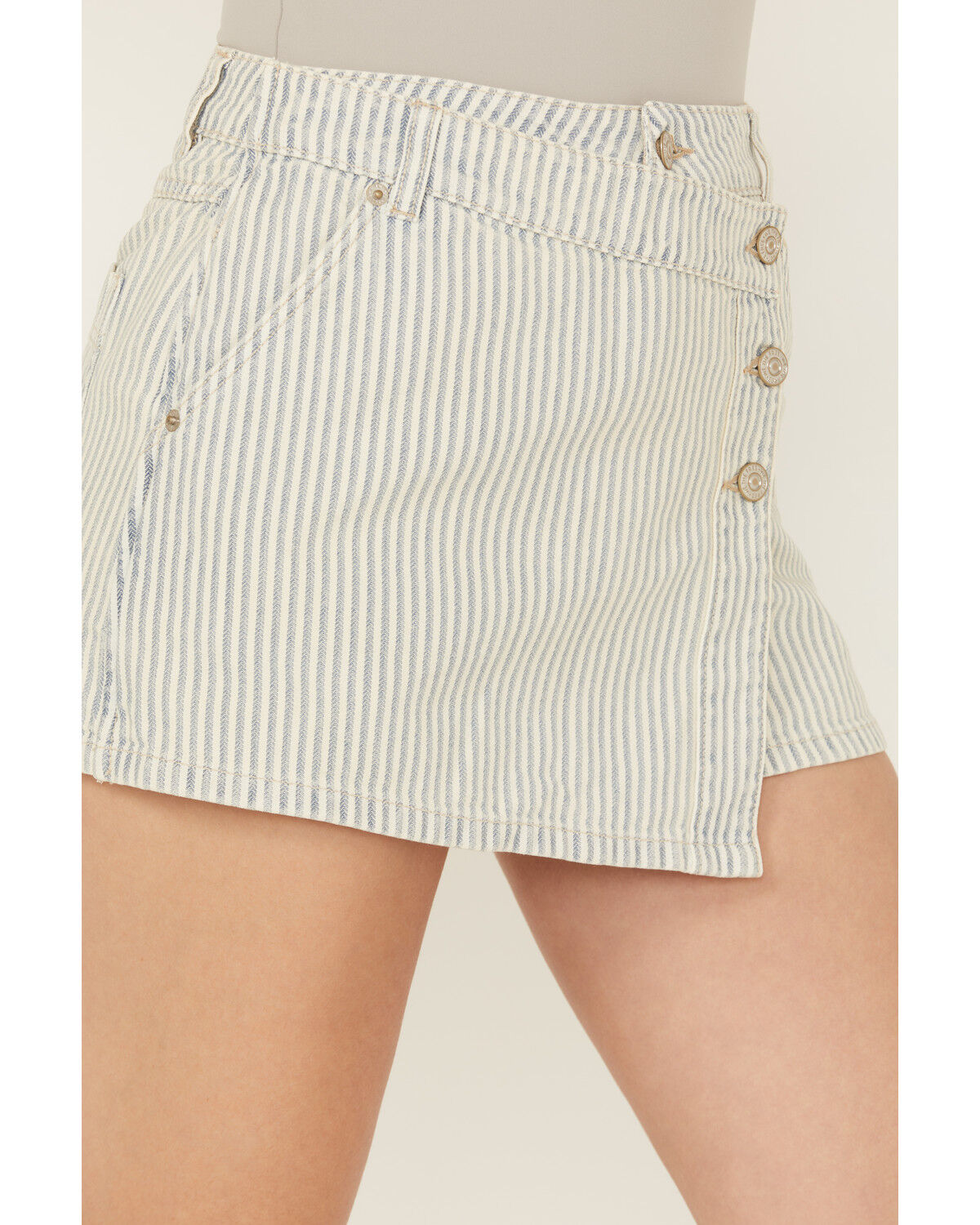 Image #2 - Free People Women's Wynne Railroad Mini Skirt, Light Wash, hi-res