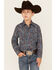 Image #1 - Roper Boys' Paisley Print Long Sleeve Pearl Snap Western Shirt, Blue, hi-res