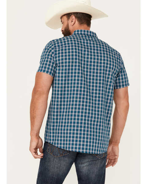 Image #4 - Brothers and Sons Men's Rockport Plaid Short Sleeve Button Down Western Shirt, Dark Blue, hi-res