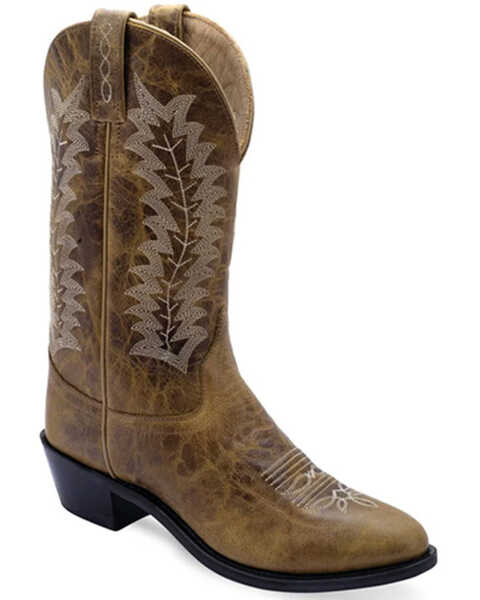 Old West Women's Western Boots - Medium Toe , Tan, hi-res