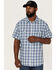 Image #1 - Brothers and Sons Men's Buffalo Check Plaid Short Sleeve Button Down Western Shirt , Indigo, hi-res