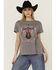 Image #1 - Blended Women's Nashville Embellished Short Sleeve Graphic Tee, Grey, hi-res