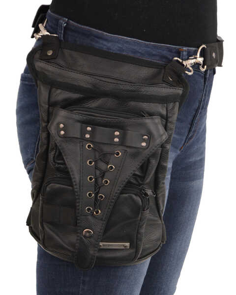 Image #1 - Milwaukee Leather Conceal & Carry Waist Belt Thigh Bag, Black, hi-res
