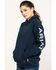 Image #3 - Ariat Women's FR Primo Fleece Logo Hooded Sweatshirt, Navy, hi-res