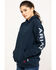 Image #3 - Ariat Women's FR Primo Fleece Logo Hooded Sweatshirt , Navy, hi-res