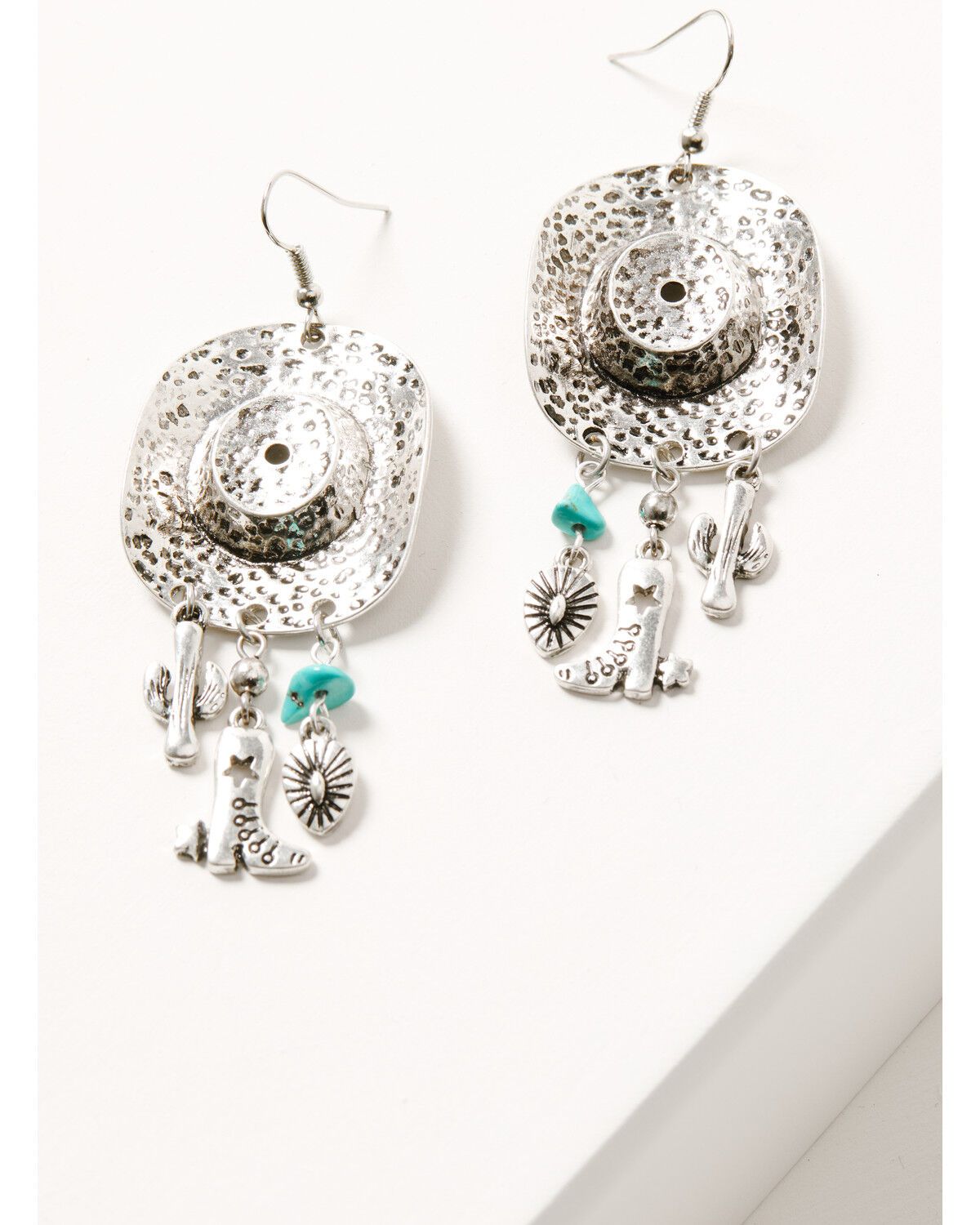 Image #1 - Shyanne Women's Statement Cowgirl Hat Charm Earrings, Silver, hi-res
