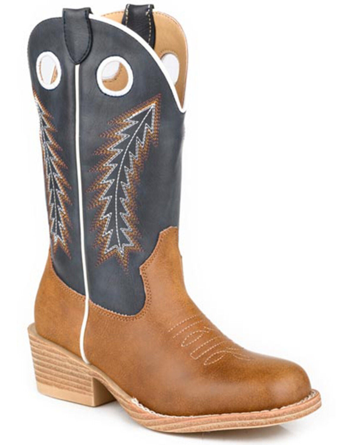 Roper Boys' Walker Western Boots - Square Toe, Tan, hi-res