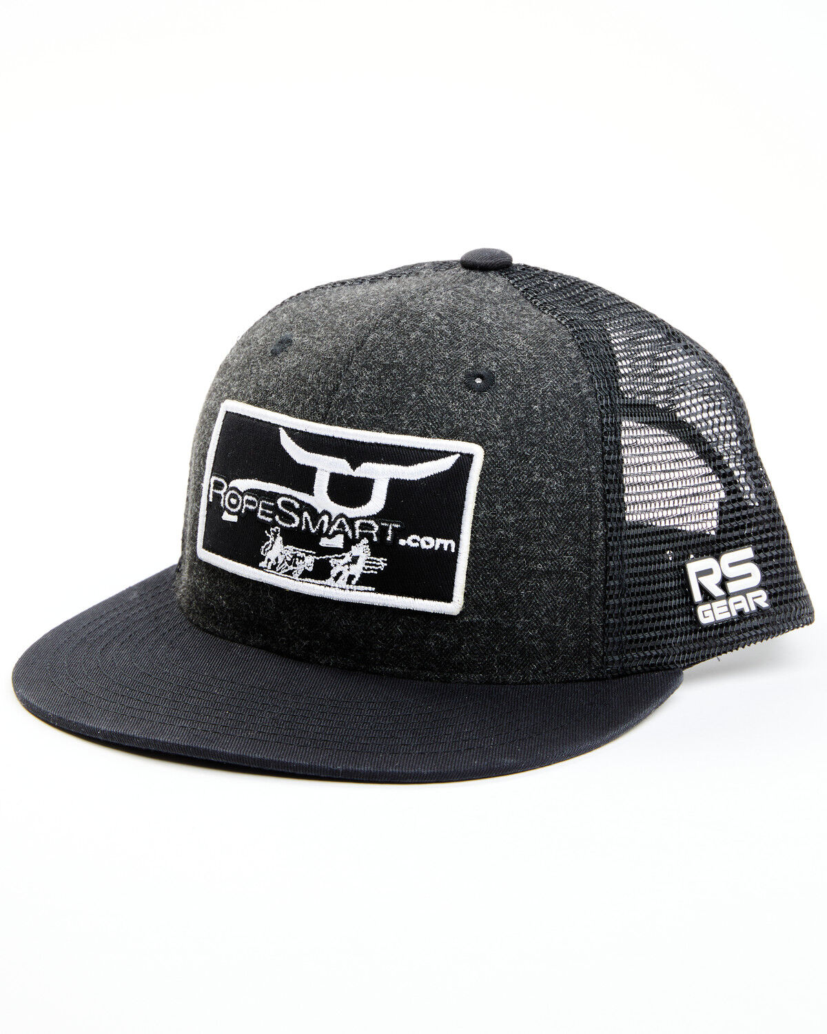 Image #1 - RopeSmart Men's Logo Patch Mesh-Back Trucker Cap, Black, hi-res