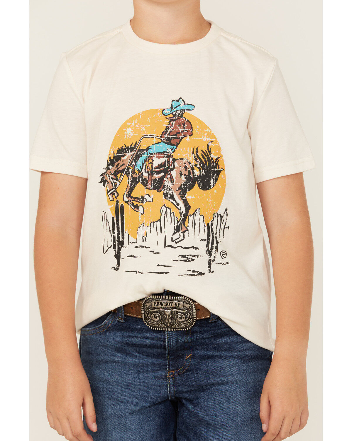 Image #3 - Rock & Roll Denim Boys' Bronco Short Sleeve Graphic Tee, Cream, hi-res