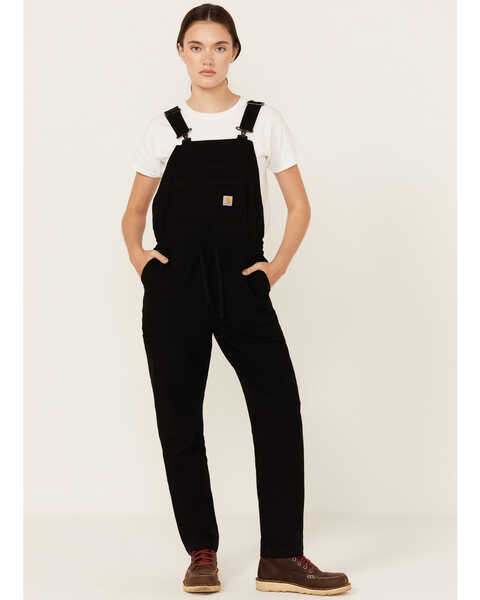 Image #1 - Carhartt Women's Force® Relaxed Fit Ripstop Bib Overalls , Black, hi-res