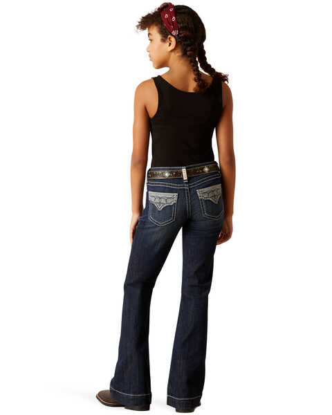 Image #2 - Ariat Girls' Dark Wash Tyra Trouser Stretch Denim Jeans , Blue, hi-res