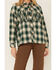Image #2 - Entro Women's Green Plaid Fringe Yoke Shacket, Green, hi-res